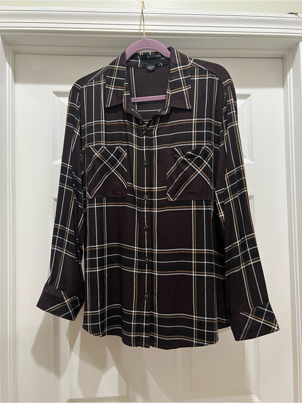 Sanctuary Burgandy Plaid Button-Down Shirt